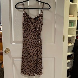 SANCTUARY leopard silk wrap dress